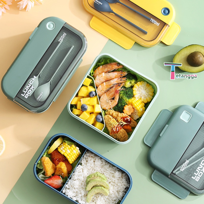 Tempat Makan Free Cutlery Set Jerami Gandum Kotak Bekal Makan Free Sendok Garpu BPA Free