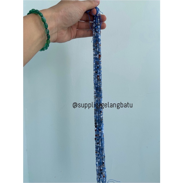 Batu sodalite serat 4mm CUTTING natural akik bahan premium biru putih