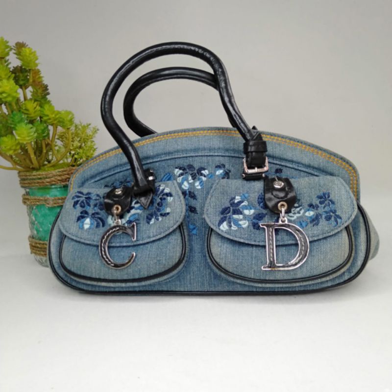 Tote Bag Christian Dior Original/ Tas Tote Wanita warna Biru/ Tas Tote Jeans Blue/ Tote Preloved Dio