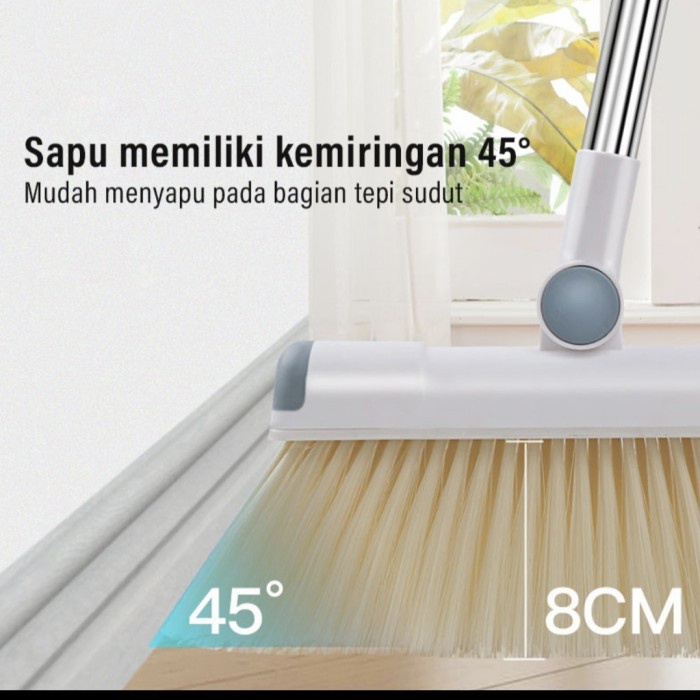 D63 Broom Set Sapu Lantai+ Pengki Bs Dilipat Dustpan Premium