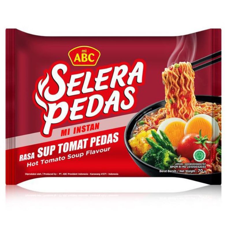 

[ISI 5PC] Mie ABC Selera Pedas Sup Tomat Pedas 5x70g barcode 8992388111145