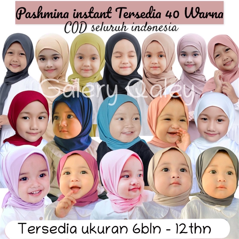 40+ WARNA PASHMINA INSTANT ANAK / PASTAN / PASMINA ANAK / PASHMINA BALITA / HIJAB INSTANT ANAK
