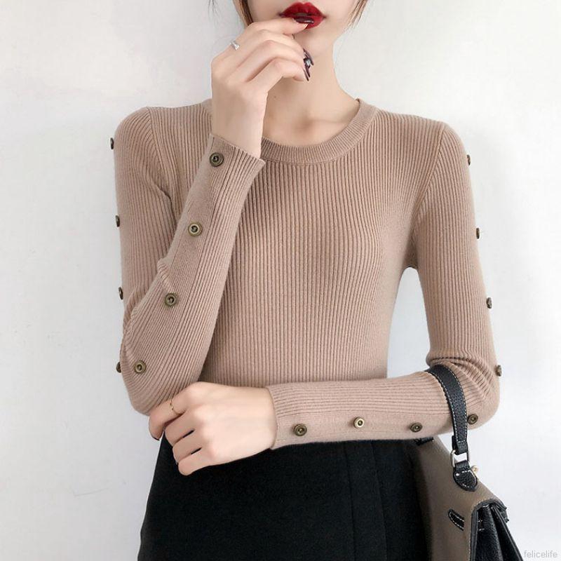 Sweater Rajut Wanita Casual O Neck Lengan Panjang Warna Sweater Rajut Wanita Casual O Neck Lengan Panjang Warna