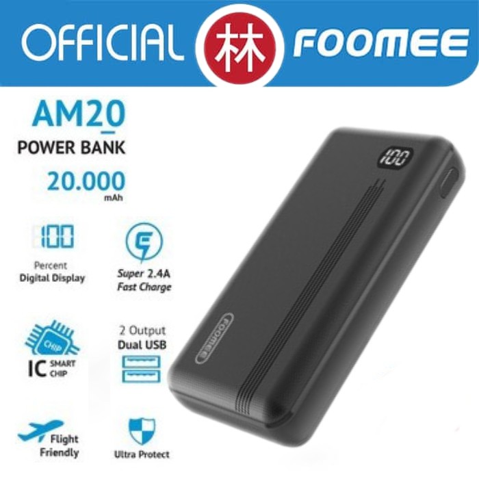 Foomee AM20 20000mAh Dual USB Output &amp; Digital Display Powerbank