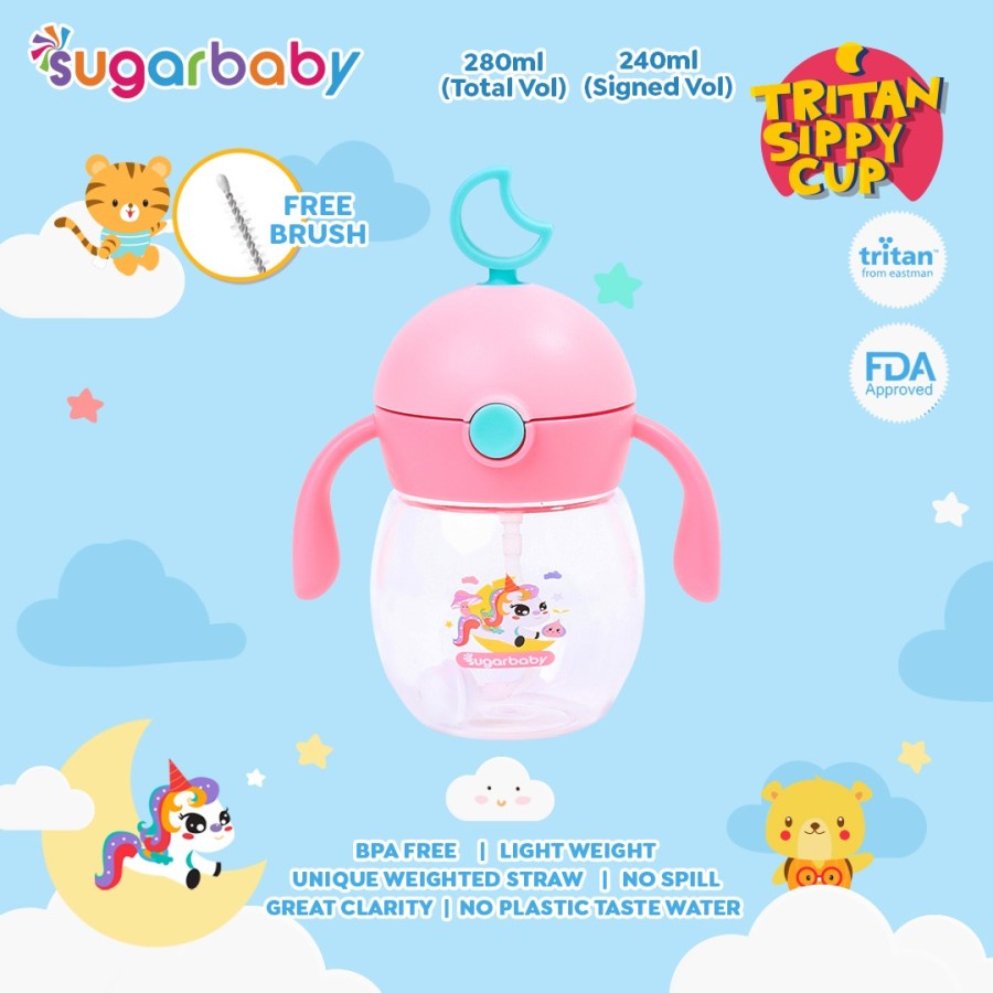 SUGAR BABY TRITAN SIPPY CUP MOON / 9 MONTH [240ML / 280ML]