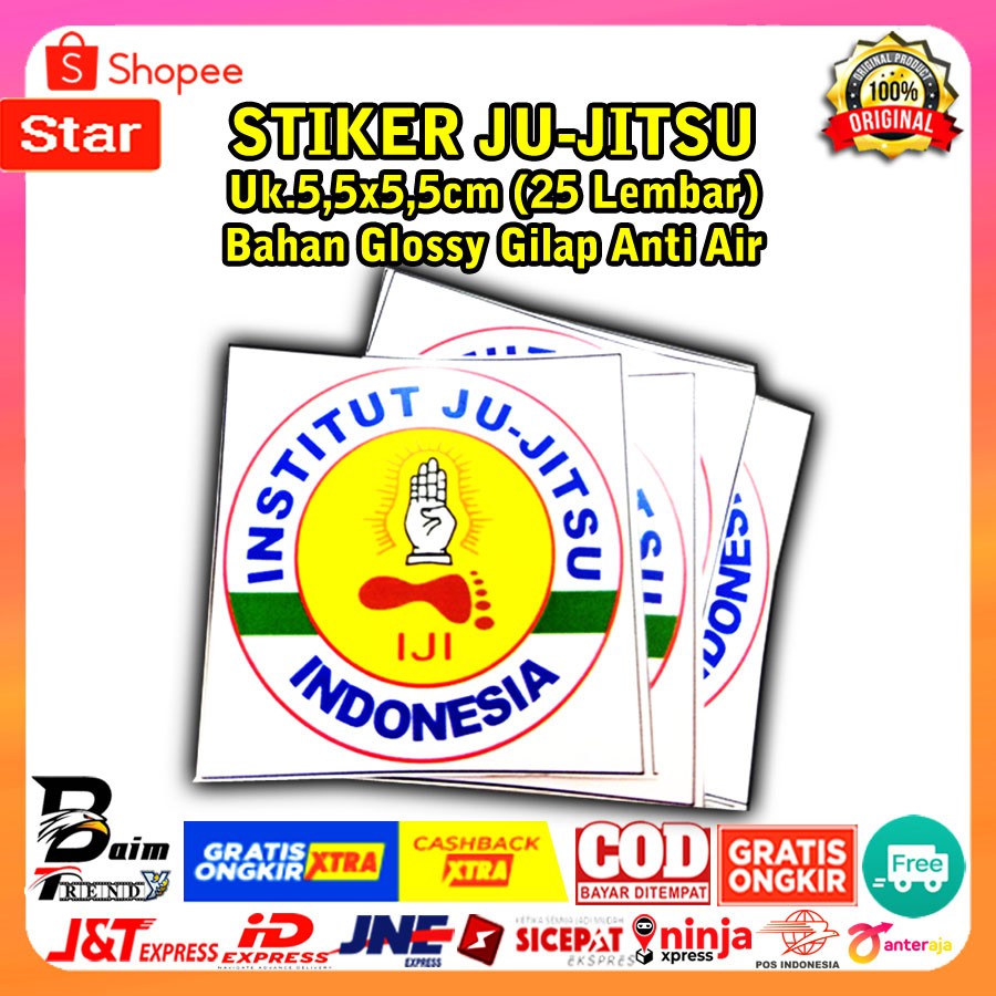 STIKER LOGO INSTITUT JU-JITSU JUJITSU INDONESIA JU JITSU STICKER MOTOR MOBIL DINDING KACA HELM LUCU