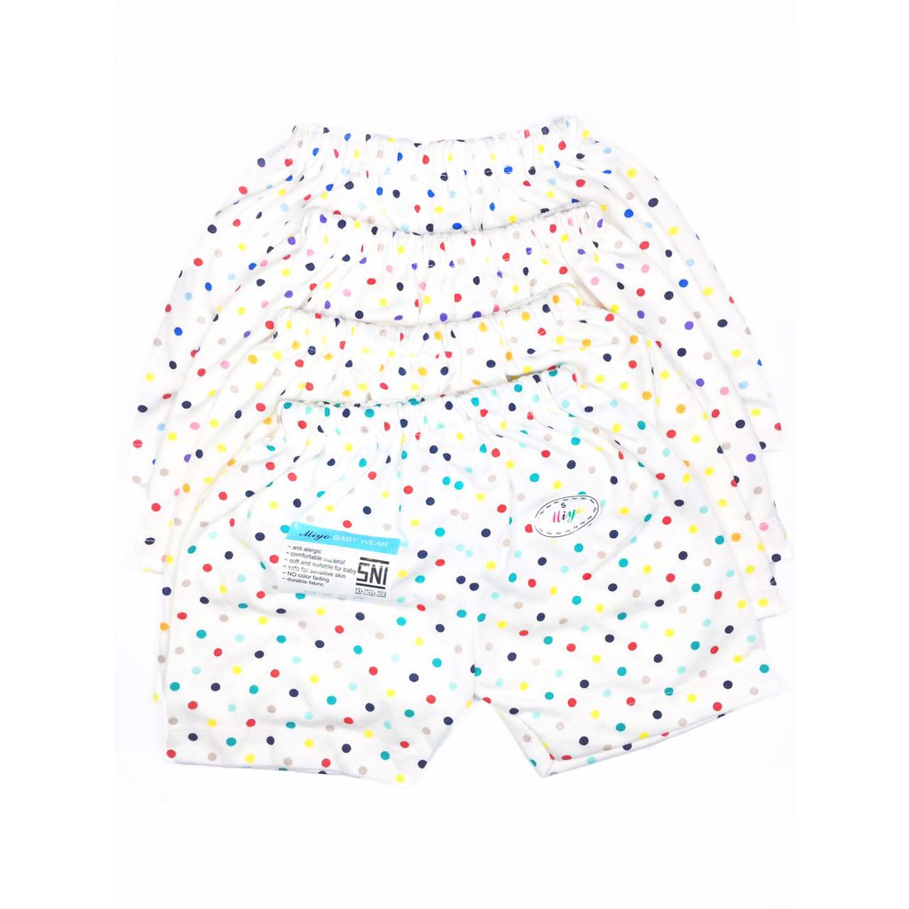 promo Miyo Celana Bayi Pendek Polkadot S M L 4 Pcs murah kualitas bagus