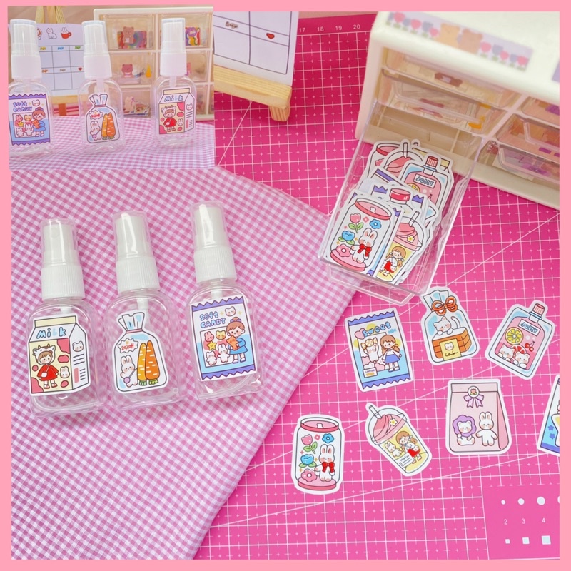 BOTOL SPRAY AESTHETIC KOSONG 30 ml + Stiker | Botol hand sanitizer, setting spray, toner, parfum, facemist dll | Botol serbaguna