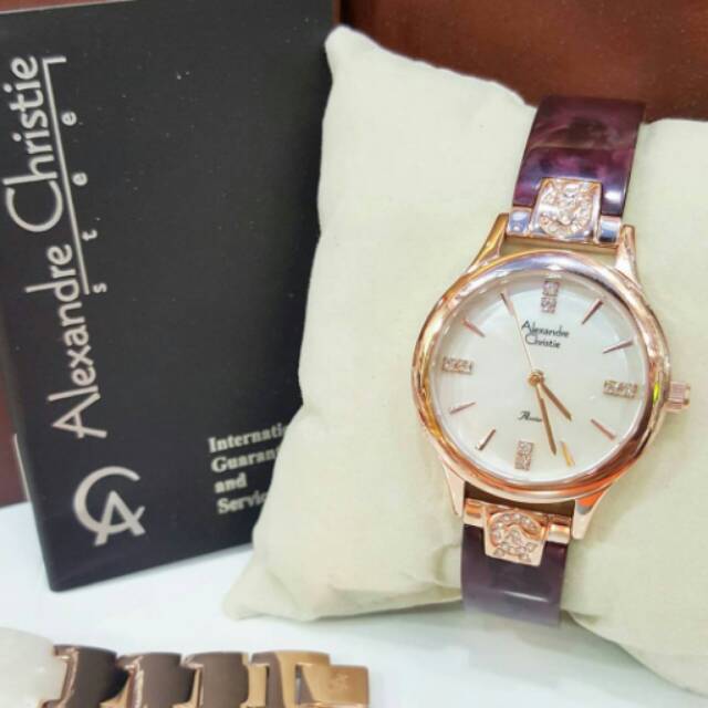 Jam Tangan Alexandre Christie AC2036 Wanita Original Ungu