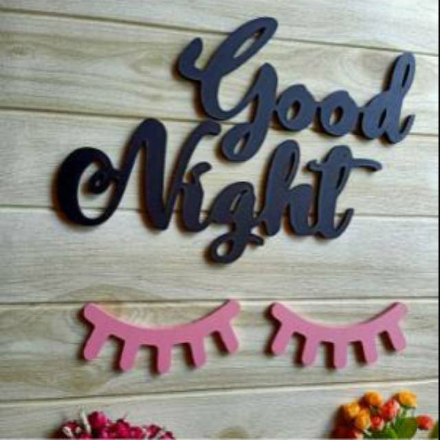 Hiasan Dinding Kamar Tidur Good Night Huruf Tulisan Kayu Timbul Shopee Indonesia