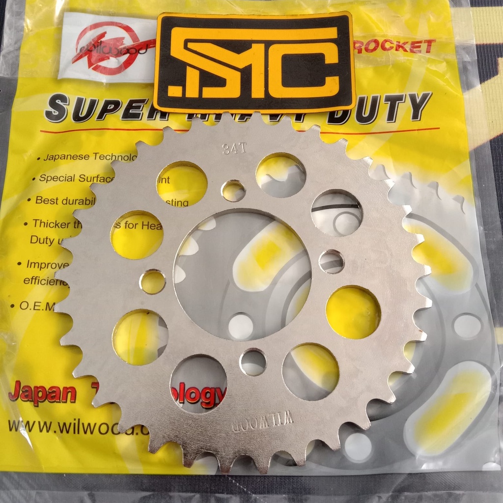 Gear Gir Belakang 415 34T Suzuki Smash / Satria FU / Shogun / RC Wilwood Chrome