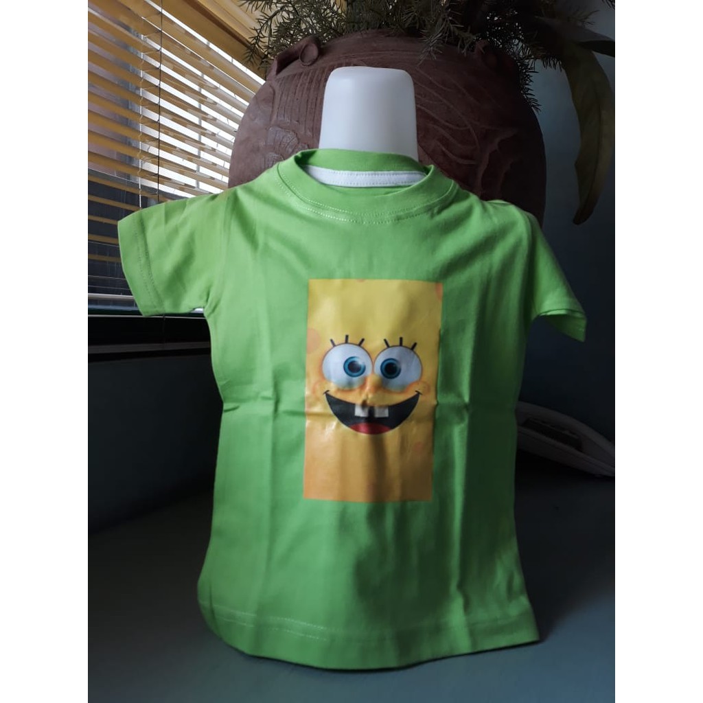 Kaos/Pakaian Anak (Hijau) Frozen/3 Bears/Spongebob