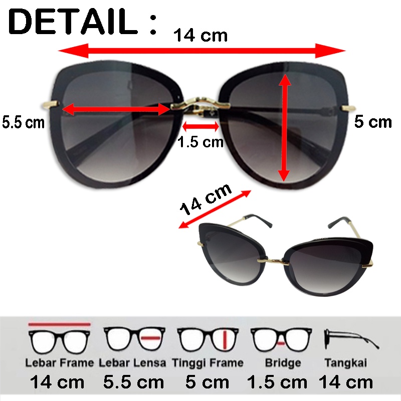 New Trend Kacamata Wanita Fashion Aksesoris Little Bee Gaya Pantai Big Frame Sunglasees Kaca mata Hitam Wanita Model Eye cat