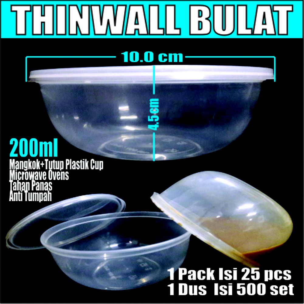 (ISI 25PCS - CUP200ML) Cup puding 200ml/ Cup Plastik Bening/ Thinwall Round/ Mangkok Bulato