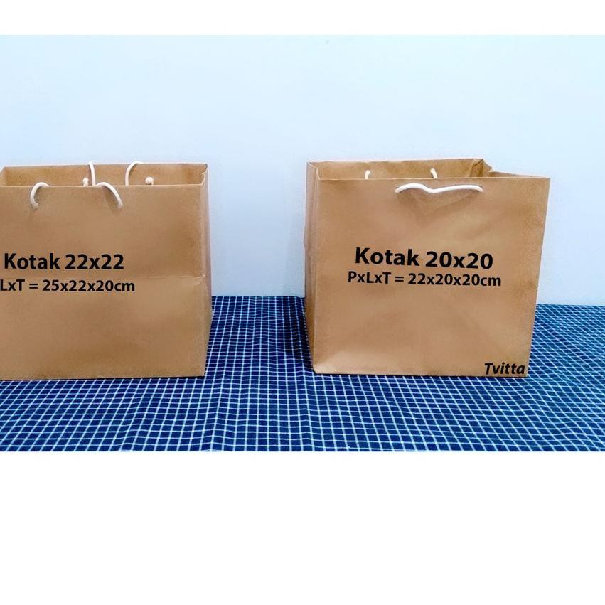 

SALE!! (grb-1272) Paperbag Polos Coklat Bolu Kotak 20x20 cm
