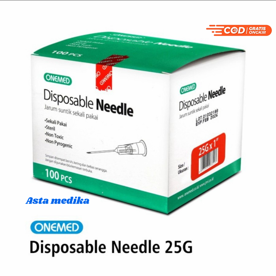 Needle OneMed 23G, 25G, 26G, 27G Jarum Suntik 23G, 25G, 26G, 27G Onemed