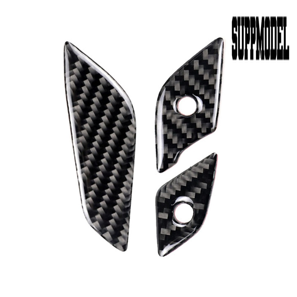3pcs Stiker Cover Stir Mobil Bahan Carbon Fiber Untuk Cadillac XT5 2016-2017
