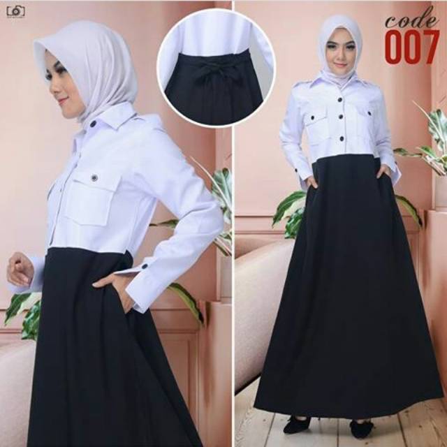 Blazer baju kantor seragam gamis hitam putih
