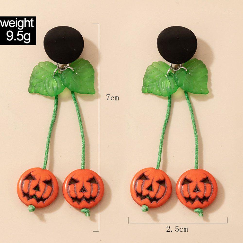 Mxbeauty Halloween Anting Trendi Keren Sederhana Labu Perempuan Tengkorak Busur Telinga Aksesoris Gadis Wanita Menjuntai Anting