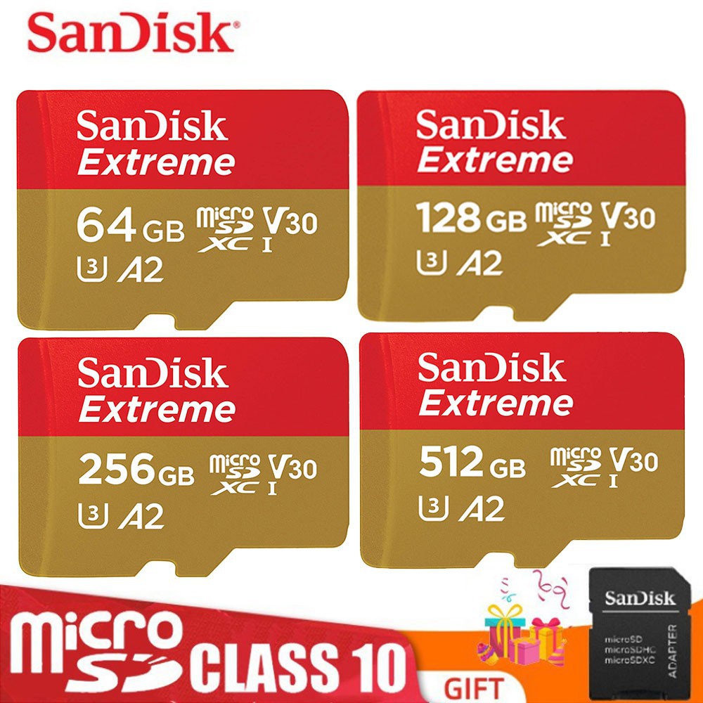 Sandisk Extreme Memory Card Micro SD 128GB 64GB 256GB 512GB C10