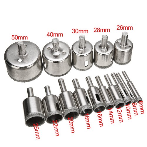 Taffware Mata Bor Diamond Coated Hole Saw Drill Bit 6mm-50mm 15 PCS