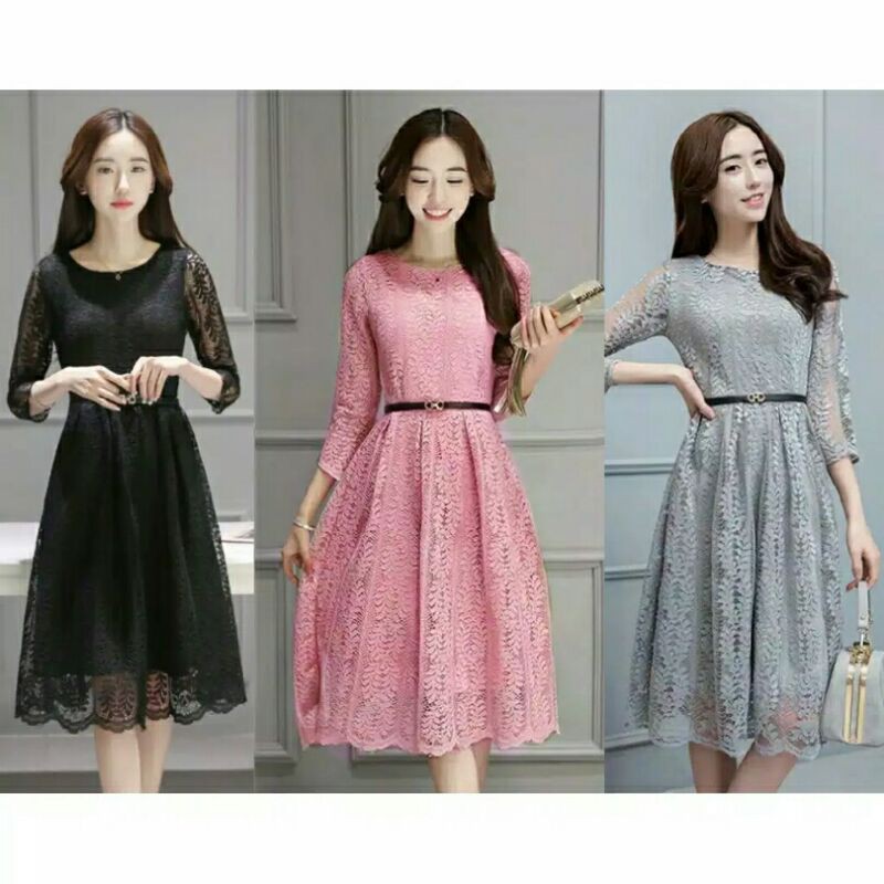 Dress Anita Brokat Baju Wanita Kondangan Pesta Mewah Kebaya Lengan Pendek Bahan Tebal Adem Shopee Indonesia