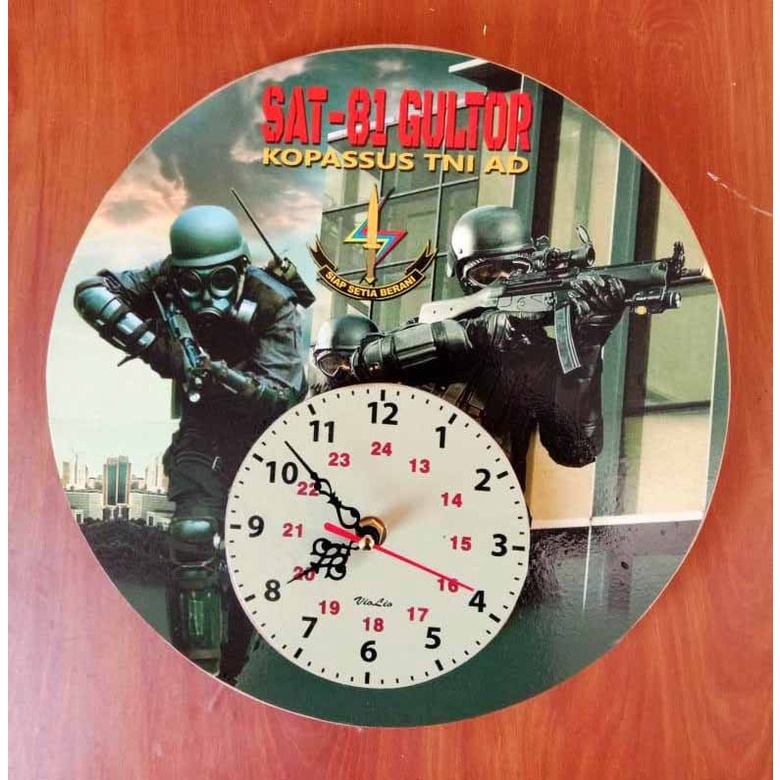 Jam Dinding Premium 3 LAPIS KAYU seri TNI-Kopassus