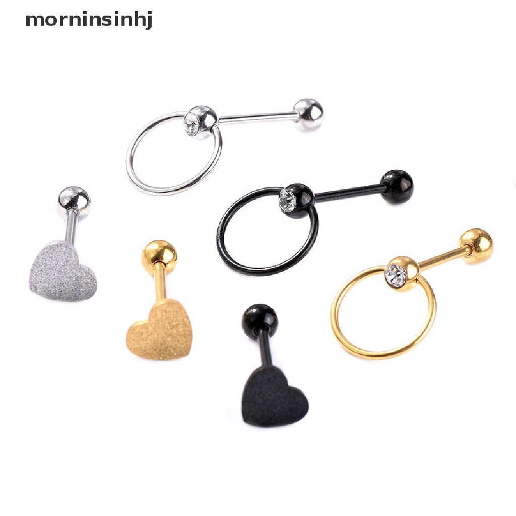 Mornin 3pcs / Set Cincin Lidah Bentuk Hati Bahan Stainless Steel