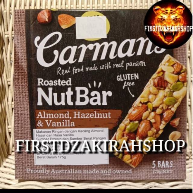 

carman's carmans roasted nut bar almond hazelnut & vanilla 175gr