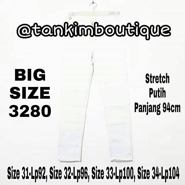 CELANA JEANS WANITA STRETCH BIG SIZE PUTIH 3280