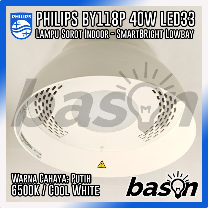 PHILIPS BY118P 40W LED33 CW PSU SmartBright Lowbay - Lampu Sorot Indoor