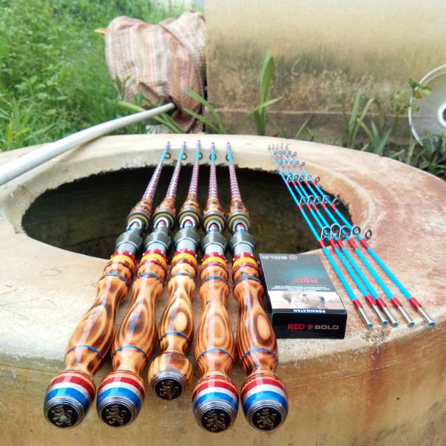 Joran fiber 130cm, gagang kayu jati