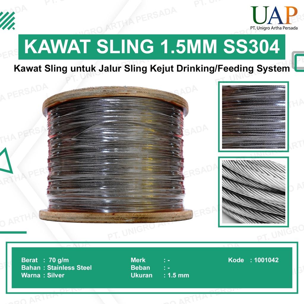 Kawat Sling Baja / Tali Kawat Seling 1.5 mm Stainless Steel Anti Karat