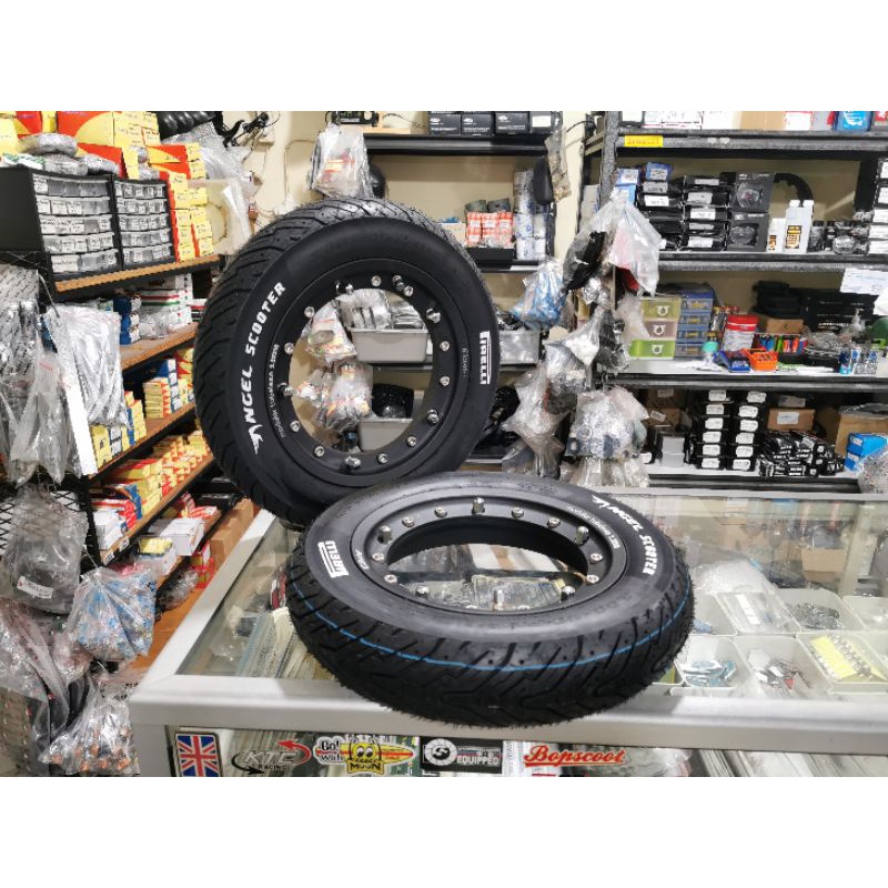 Velg Tubeless Ring 10 Modular GS Black set Ban Tubeless Pirelli Angel Scooter