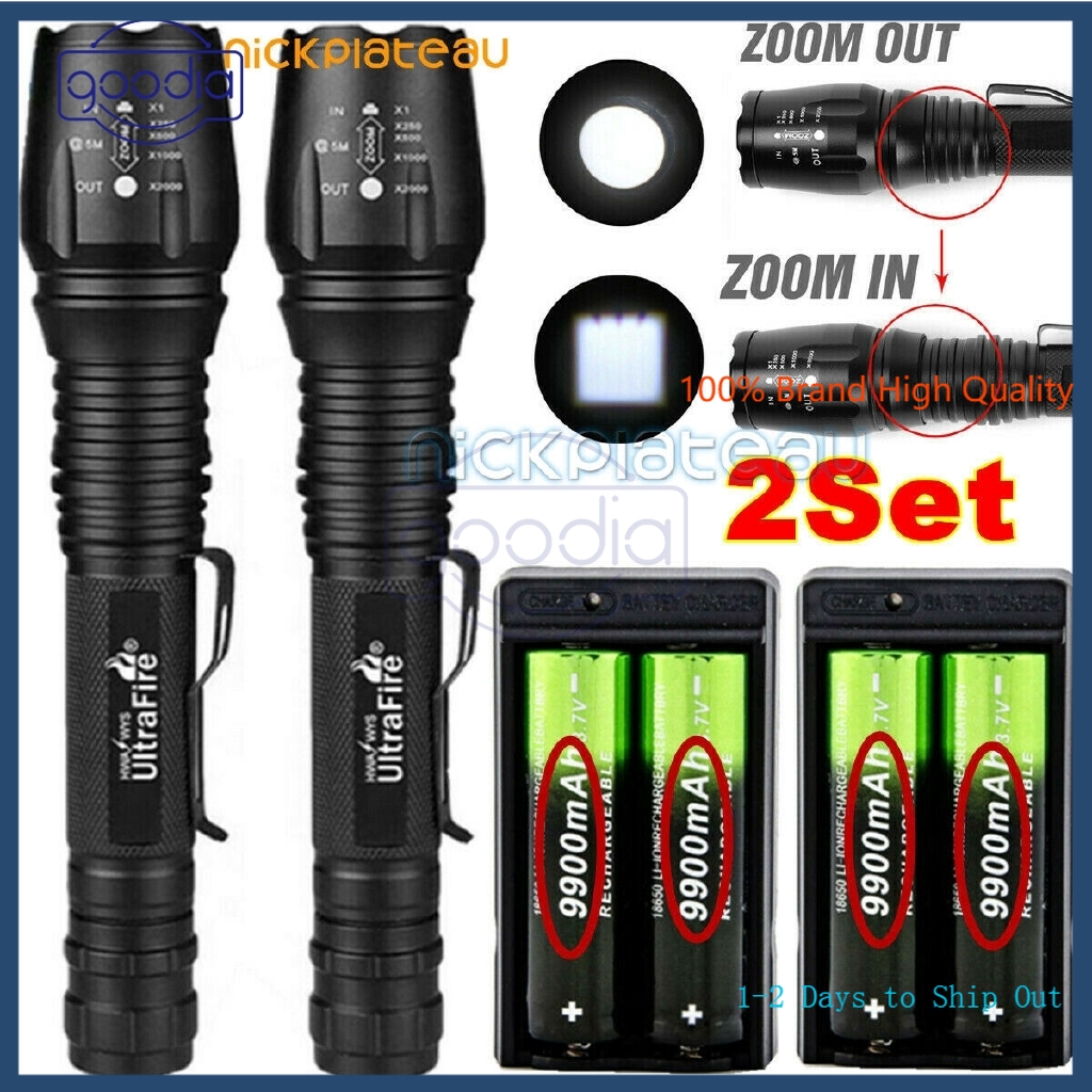 ✫〖ready to ship/COD〗✫  Zoom 200000lm T6 Senter LED T6 Tenaga USB Rechargeable