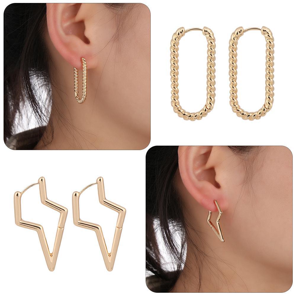 Lily Anting Geometris Hadiah Perhiasan Fashion U-sahpe Lingkaran Berongga Sederhana