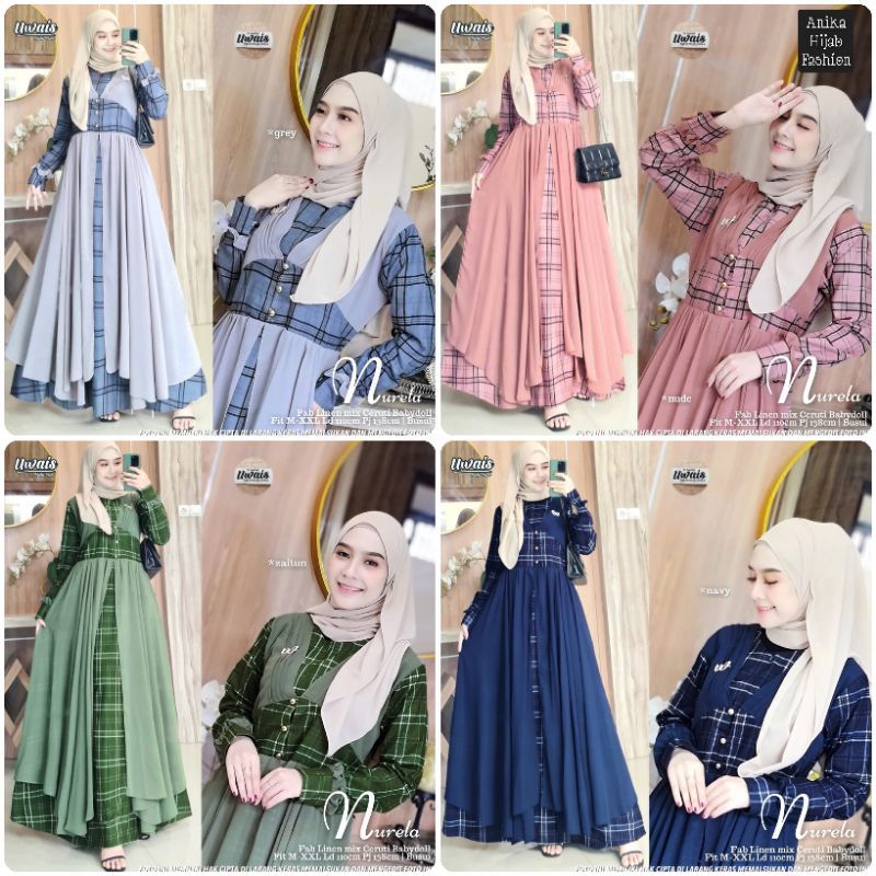 NURELA SET MAXY ORIGINAL UWAIS HIJAB. GAMIS DRESS MAXY PREMIUM PRODUK. DRESS MAXY SET BUSUI TERBARU