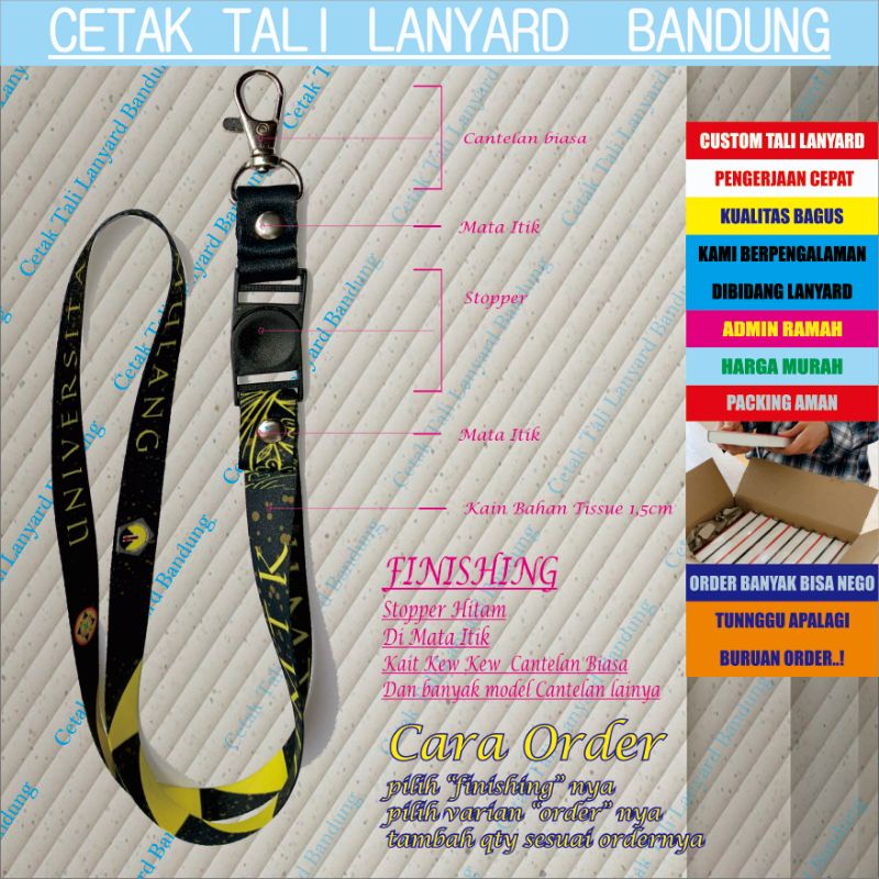 Tali Lanyard id card custome  printing 1, 5 cm 2 sisi/Cetak tali lanyard id card custome  1,5 cm 2 sisi/lanyard custom/gantungan id card custom