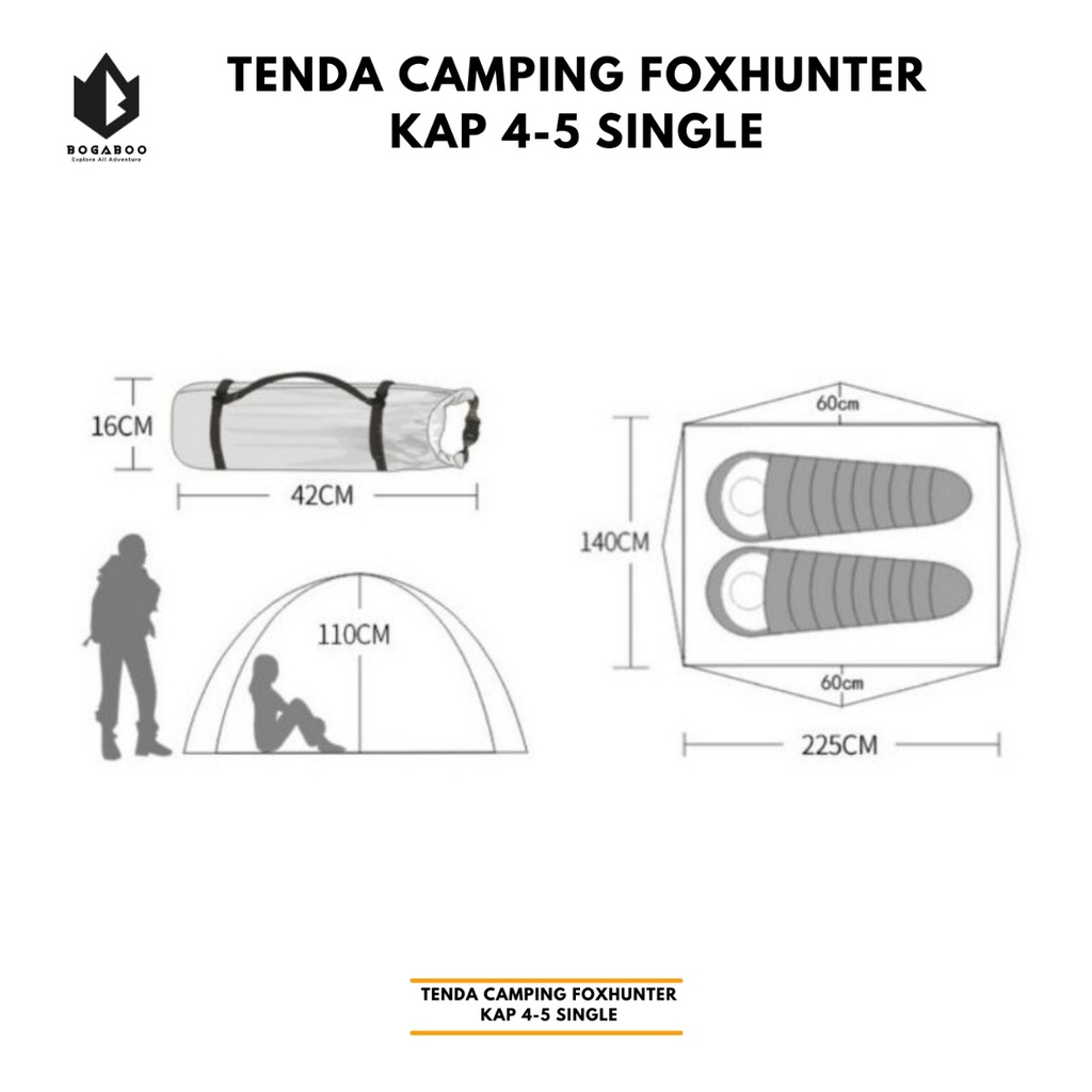 Tenda Foxhunter - Tenda Kapasitas 4 Orang - Tenda Outdoor