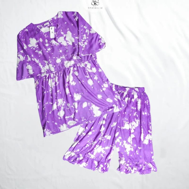Piyama Kimono Amber - Purple Tiedye khalais.id