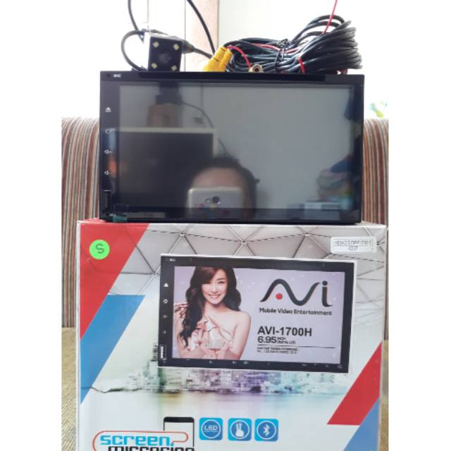 head unit double din avi 1700H  paket kamera mundur