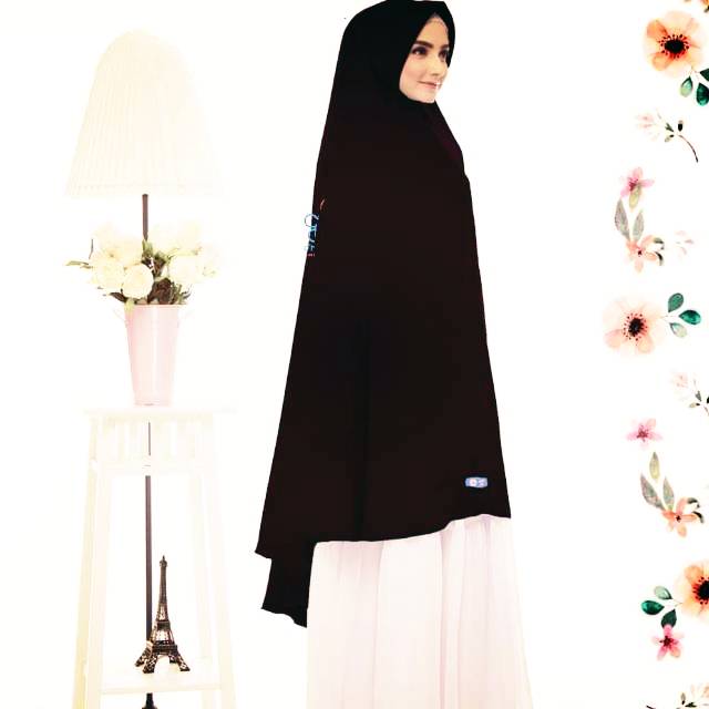 Khimar Jilbab Kerudung SoftPad Antem dan Non Pad Jetblack