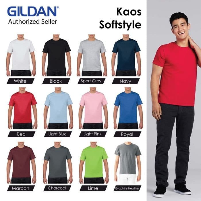 Jual Kaos Polos Gildan Softstyle Baju Kaos Oblong 63000 | Shopee Indonesia