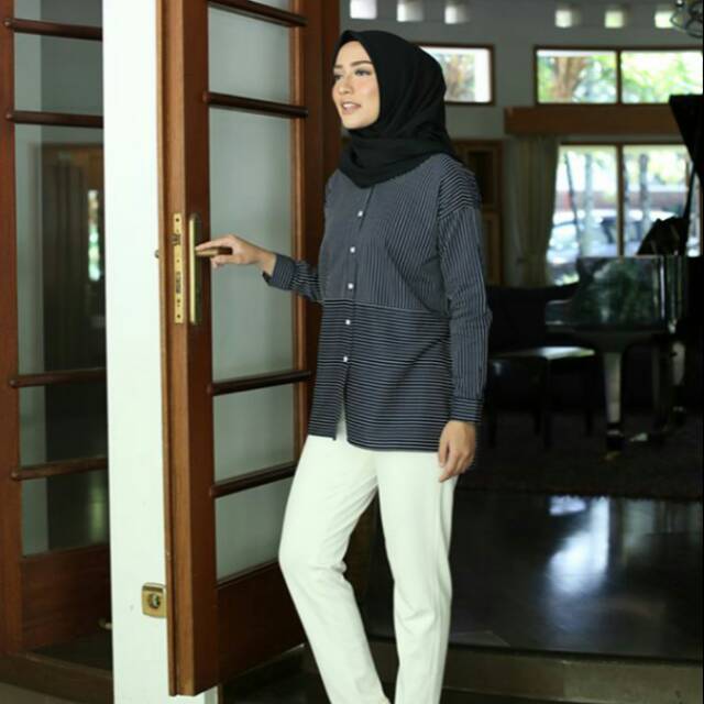 Jastip Stripes Blouse Heaven Lights