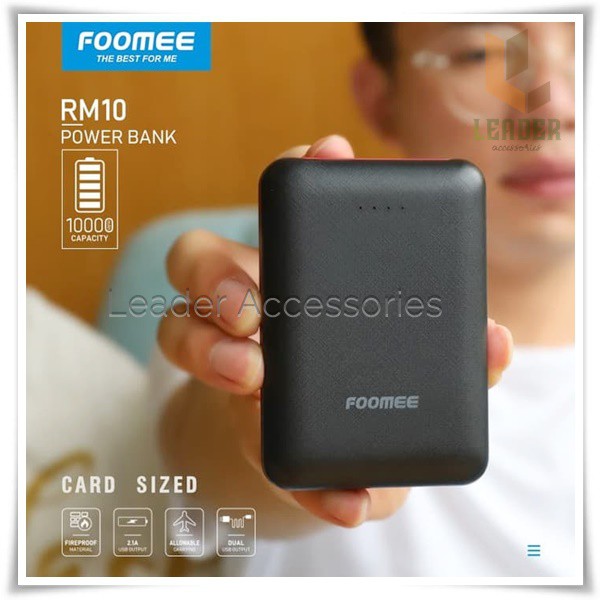 Foomee RM10 Power Bank 10000mAh Portable Black