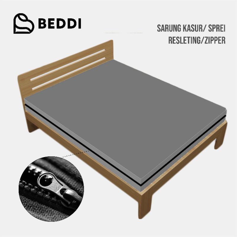 BEDDI Sprei Sarung Kasur Resleting Zipper Warna Gelap Polos Sprei Murah Sprei Warna Sprei Motif Spre