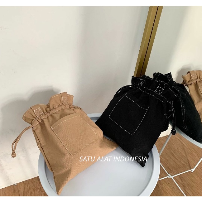 SATU ALAT JAKARTA - 0.2 VINTAGE 100% TEBAL CANVAS PREMIUM ASLI TAS CLASSIC TOTE BAG KANVAS X8852-2