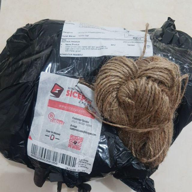 100m 2 Mm 100 Meter Tali Rami Goni Hemp Rope Jute 2 Mm  2 Ply 2mm Lemes Eceren Per 100 Meter Grosir