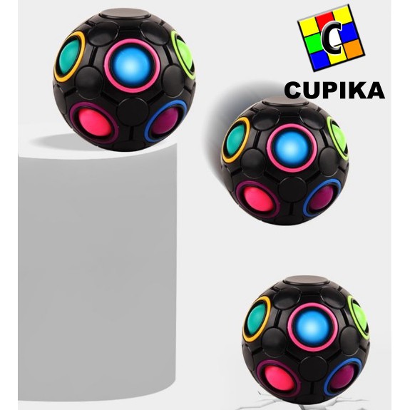 Rubik Bola Ball Rainbow Ball YONGJUN Diameter 7CM Blackbase