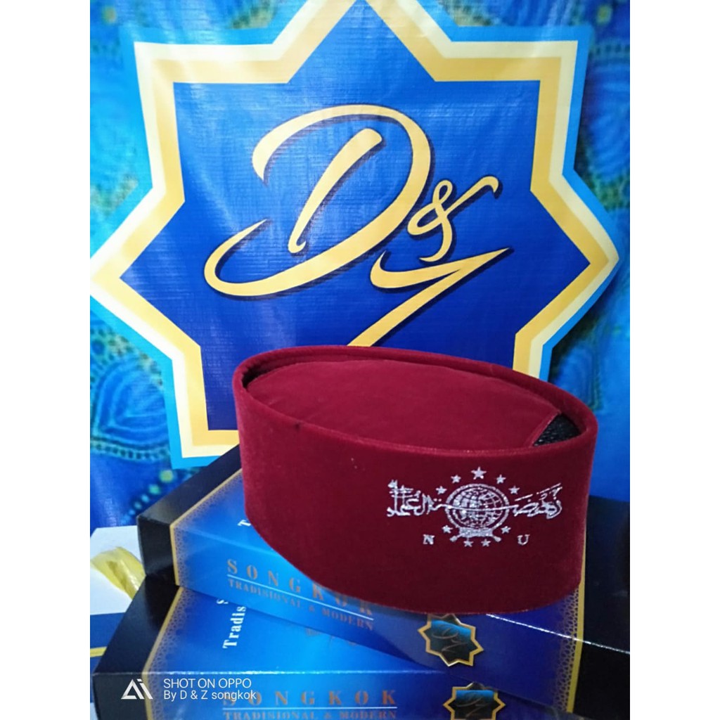 Kopiah Songkok Kopyah Peci ac Merah Logo NU Warna Silver